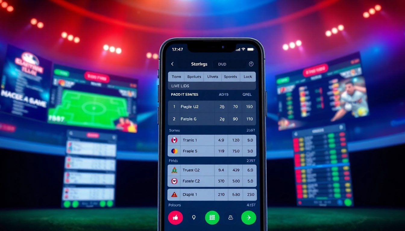 FairPlay live features a user engaging with real-time sports scores on a sleek mobile app with vibrant visuals and dynamic interface.