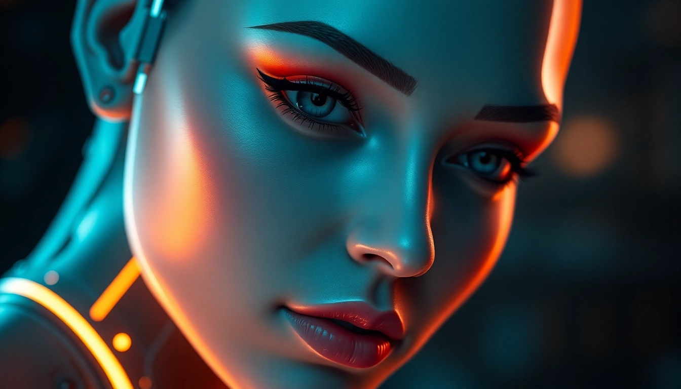 AI girlfriend engaging in unfiltered NSFW chat with detailed digital animation showing emotional connection, realistic features, and personalized ambiance for screen readers.