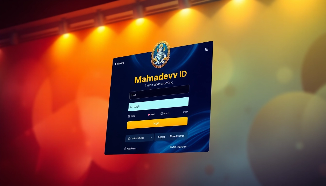 Mahadev ID promotional image showing a secure login interface for online betting in India, encouraging user trust and safety.