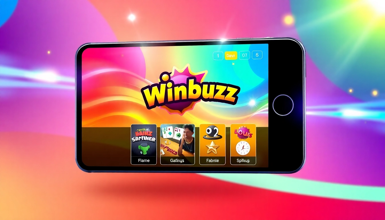 Winbuzz Apk mobile app interface showcasing gaming and betting options for online users