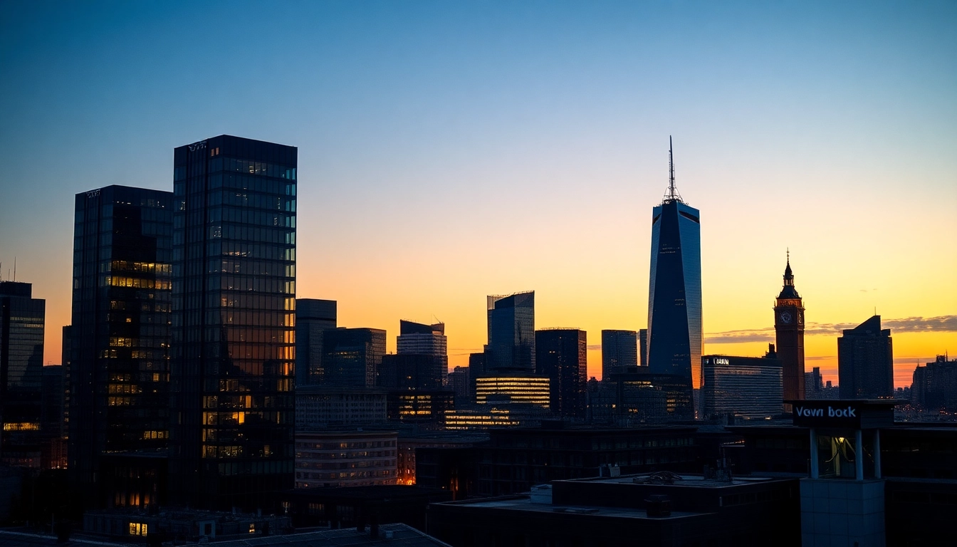 UK commercial property news UK showcases a bustling city skyline with modern buildings and
