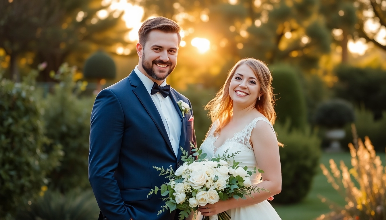 Beautiful couple during eskuvo fotozas in a lush garden capturing natural, heartfelt moments